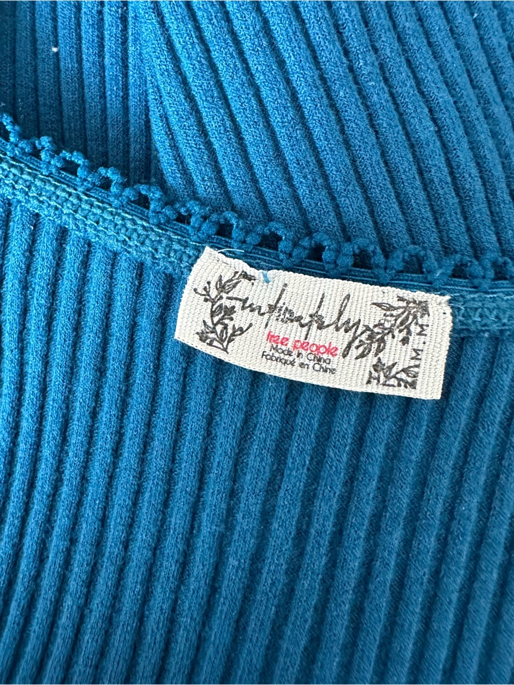 Free People Ribbed Button-Front Tank Blue size M - Picture 7 of 8